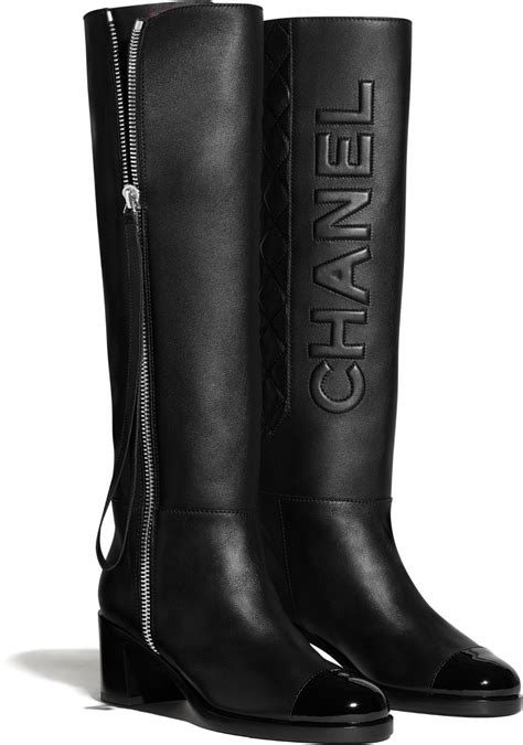 chanel knee high boots flowers|Chanel leather boot with heel.